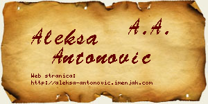 Aleksa Antonović vizit kartica